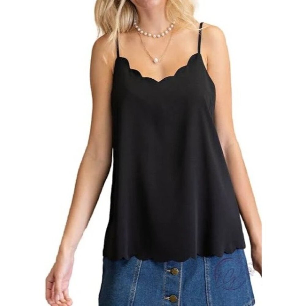 Kari Lyn Black Scalloped Sleeveless little black Dress XL LBD sext casual